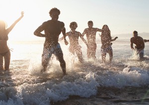 young beach goers