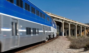 The NCTD COASTER cruising from Carlsbad to San Diego