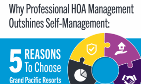 Blog graphic with puzzle pieces listing the 5 reasons to choose HOA management